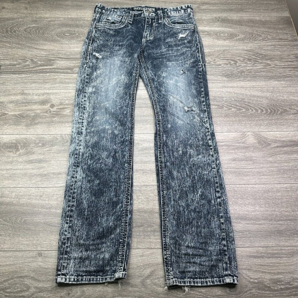 Affliction Men's ACE Jeans Size 30 (32x33 Actual) Distressed Thrashed Grunge